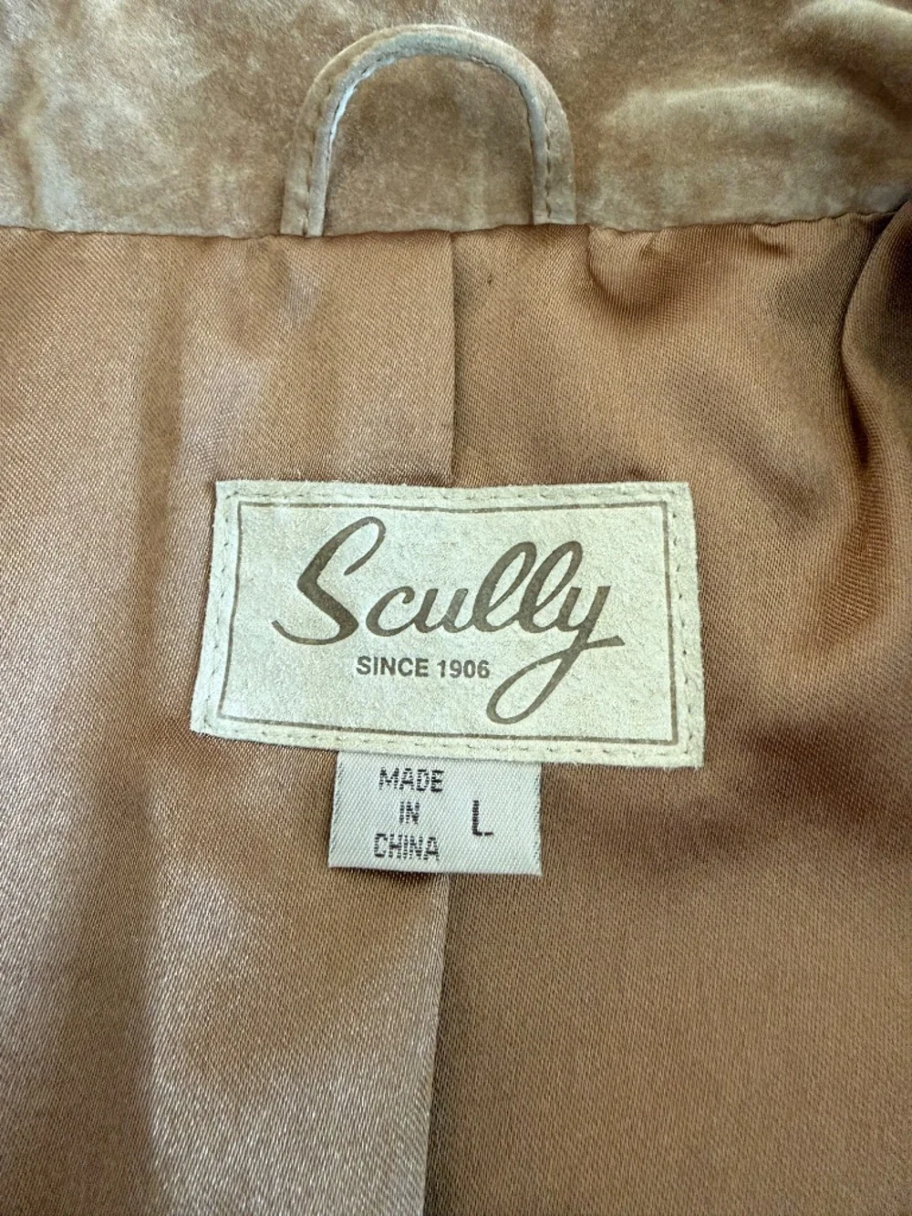 Scully Genuine Suede Leather Fringe Western Jacket Tan Camel Size L